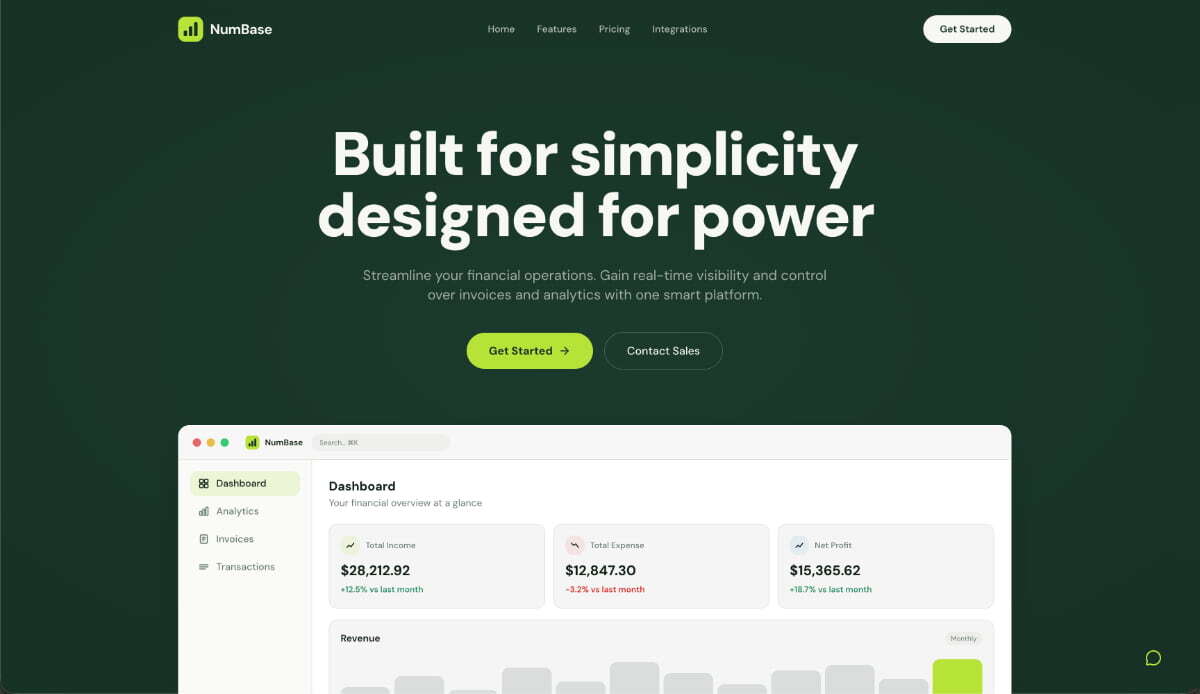 Dashboard contabile creata con Macaly AI Builder